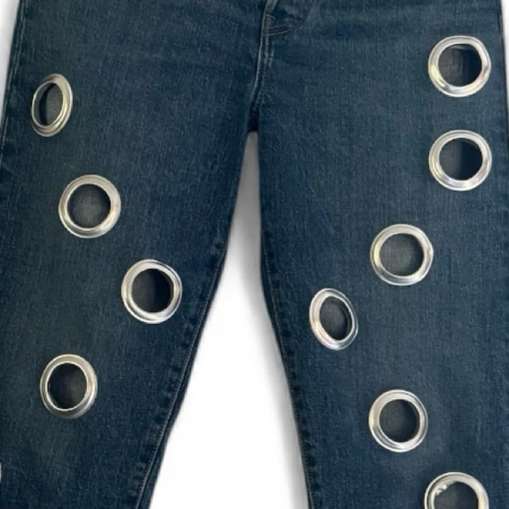 Upcycled Grommet design button fly Levi’s size 28